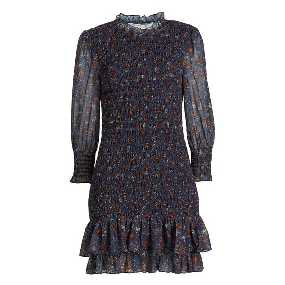 Veronica Beard Farha Smocked Mini Dress, NWOT Size 4 - Picture 1 of 2